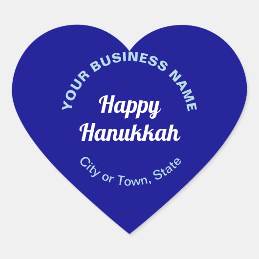 Zakelijke Chanoeka begroeting op Blue Heart Sticke Hart Sticker (Voorkant)