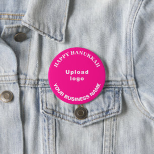 Zakelijke Chanoeka begroeting op roze ronde Button