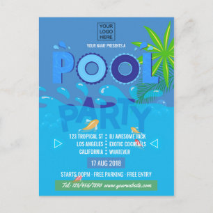 Zakelijke/Club Zomer Zwembad Feest Briefkaart