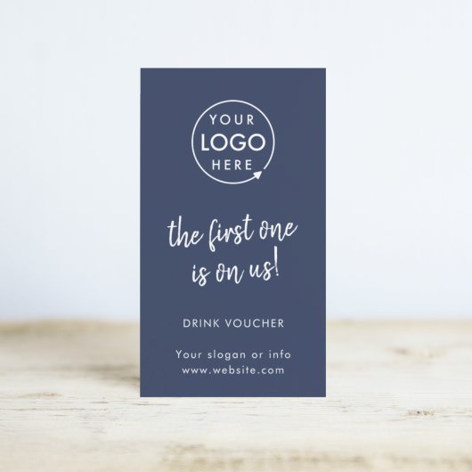 Zakelijke Drink Voucher | Navy Blue Event Kaart Visitekaartje