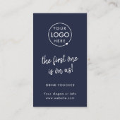 Zakelijke Drink Voucher | Navy Blue Event Kaart Visitekaartje (Achterkant)
