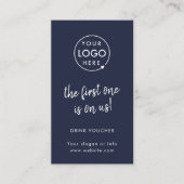 Zakelijke Drink Voucher | Navy Blue Event Kaart Visitekaartje (Voorkant)