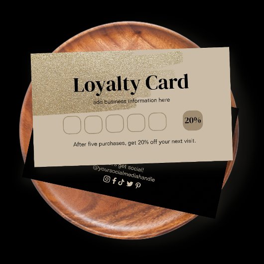 Zakelijke Faux Gold Brush Loyalty-Kaarten Klantenkaartje