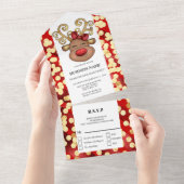 Zakelijke feestfeestfeestdag - goudrendierplezier all in one uitnodiging (Afscheurbaar)