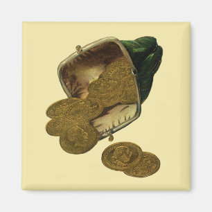 Zakelijke financiën uit het verleden, gouden munte magneet