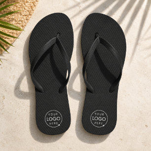 Zakelijke Flip Flops Logo Zwarte Zwembad Schoene