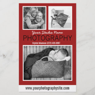 Zakelijke folder van fotograaf met drie foto's flyer