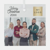 Zakelijke foto logo Kerst modern Glas Ornament (Voorkant)