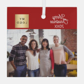Zakelijke foto logo Kerst modern rood Glas Ornament (Achterkant)