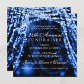 Zakelijke Fundraiser Party String Lights Blue Kaart (Voorkant / Achterkant)