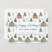 Zakelijke gezellige winterhuizen fijne feestdagen feestdagenkaart (Voorkant / Achterkant)