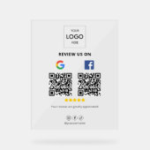 Zakelijke Google Facebook Review QR-code Acryl Bord (Voorkant)