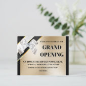 Zakelijke groots opende witte boog goudzwarte VIP Aankondigingskaart (Staand voorkant)