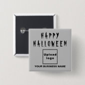 Zakelijke Halloween Greeting Gray Square Button (Voorkant /achterkant)
