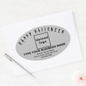 Zakelijke Halloween Grey Oval Sticker (Envelop)