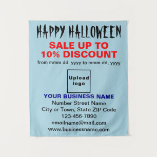 Zakelijke Halloween Sale op Lichtblauwe Tapijtstof Wandkleed