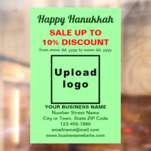 Zakelijke Hanukkah-uitverkoop op lichtgroene raamf Raamsticker