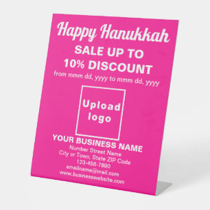 Zakelijke Hanukkah Uitverkoop op Roze Sokkel Bord Reclamebord Met Voetstuk