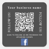 Zakelijke houtskool grijze qr code Facebook Vierkante Sticker (Voorkant)
