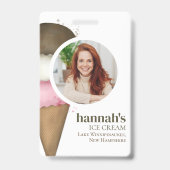 Zakelijke Ice Cream QR Code Foto Sjabloon Badge (Voorzijde)