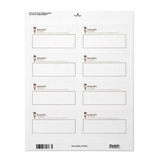 Zakelijke Ice Cream Shop Aangepast Etiket (Full Sheet)