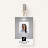 Zakelijke ID werknemer Foto Logo Name Badge Silver (Voorkant met clip)
