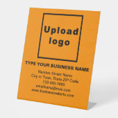 Zakelijke informatie Oranje voetafdruk Reclamebord Met Voetstuk (Voorkant)