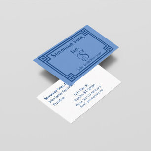 Zakelijke kaart - Blauwe Monogram met Omlijning Visitekaartje