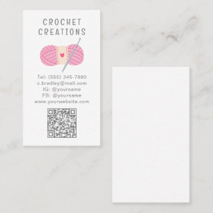 Zakelijke Kaart met QR-code voor Handgemaakte Haak Visitekaartje