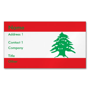 Zakelijke kaartmagneet met vlag van Libanon Magnetisch Visitekaartje