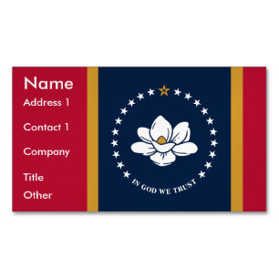 Zakelijke kaartmagneet met vlag van Mississippi Magnetisch Visitekaartje