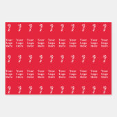 Zakelijke kerst Candy Cane en Logo Pattern Inpakpapier Vel (Voorkant 3)