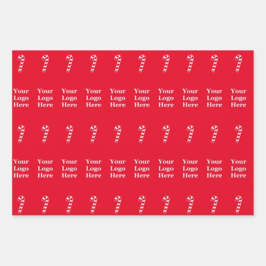 Zakelijke kerst Candy Cane en Logo Pattern Inpakpapier Vel (Voorkant 3)