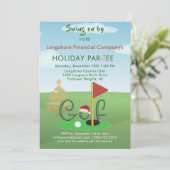Zakelijke Kerst Golf Thema Feest Par-Tee Kaart (Staand voorkant)