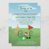 Zakelijke Kerst Golf Thema Feest Par-Tee Kaart (Voorkant / Achterkant)