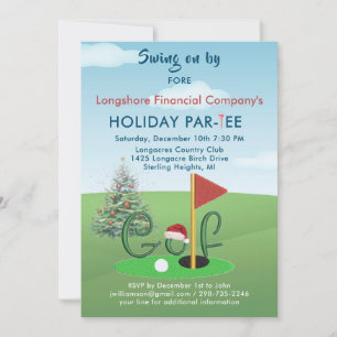 Zakelijke Kerst Golf Theme Party Par-T-shirt Kaart