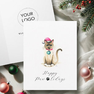 Zakelijke kerst Kaarten met Logo Siamese Cat