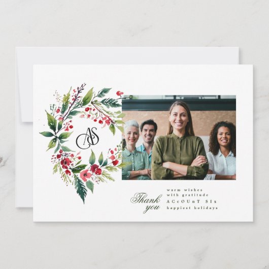 Zakelijke kerst Logo krans foto Feestdagenkaart (Voorkant)