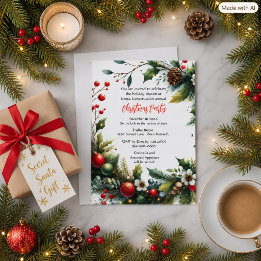 Zakelijke kerstfeestkrans met Poinsettia I Kaart