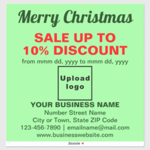 Zakelijke Kerstsale op Lichtgroene Vinyl Sticker
