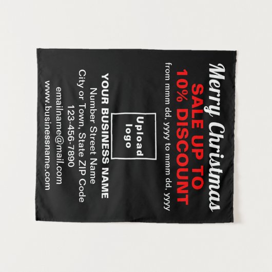 Zakelijke kerstverkoop op zwart tapijt wandkleed (Voorkant (horizontaal))