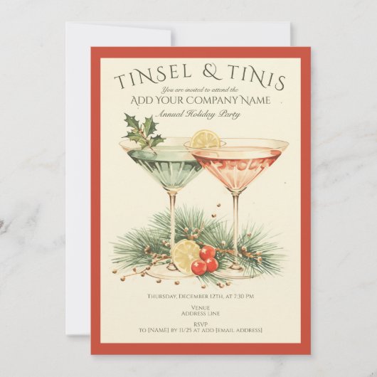 Zakelijke Kerstverlichting Kantoor Vakantie Cockta Kaart (Voorkant)