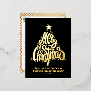 Zakelijke klanten met een groet, elegant Gold Scri Folie Feestdagen Briefkaart