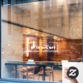 Zakelijke korting en bedrijfslogo raamsticker (Cafe Raam)