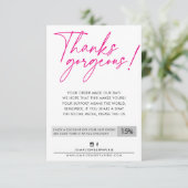 ZAKELIJKE KORTING moderne balpen heet roze Bedankkaart (Staand voorkant)