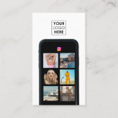 Zakelijke Logo 7 Fotogrid Social Media QR Code Visitekaartje (Voorkant)