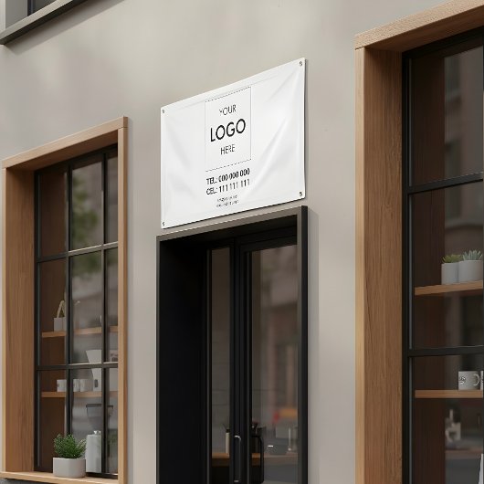 Zakelijke Logo Adverteren White Spandoek