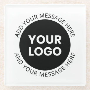 Zakelijke Logo & bewerkbare tekst Wit & Zwart Glazen Onderzetter