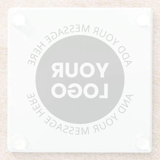 Zakelijke Logo & bewerkbare tekst Wit & Zwart Glazen Onderzetter (Achterkant)