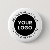 Zakelijke Logo & bewerkbare tekst Wit & Zwart Ronde Button 5,7 Cm (Voorkant)
